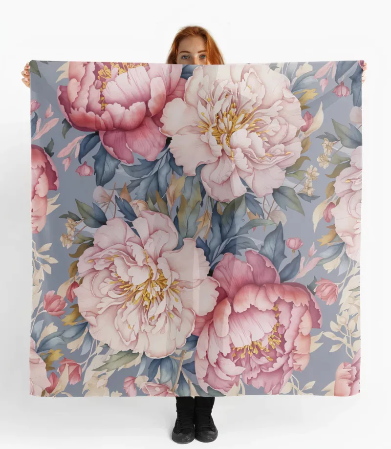 foulard pivoine rose blush ouvert