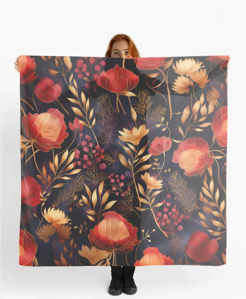 foulard fleurs d'automne